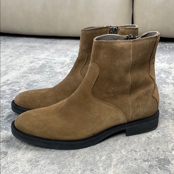 All Saints Lang Side Zip Boots Suede Tobacco Tan Sz 8 - Picture 4 of 16